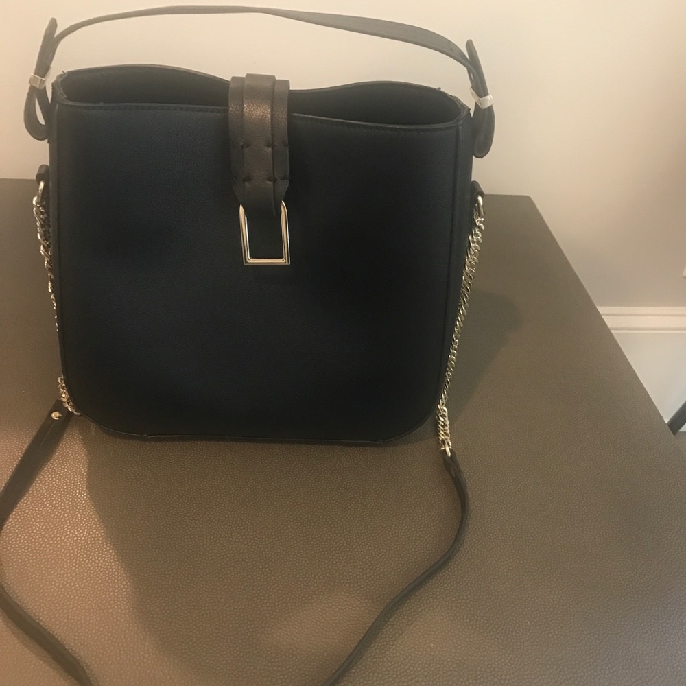 Zara black bag with gold chain